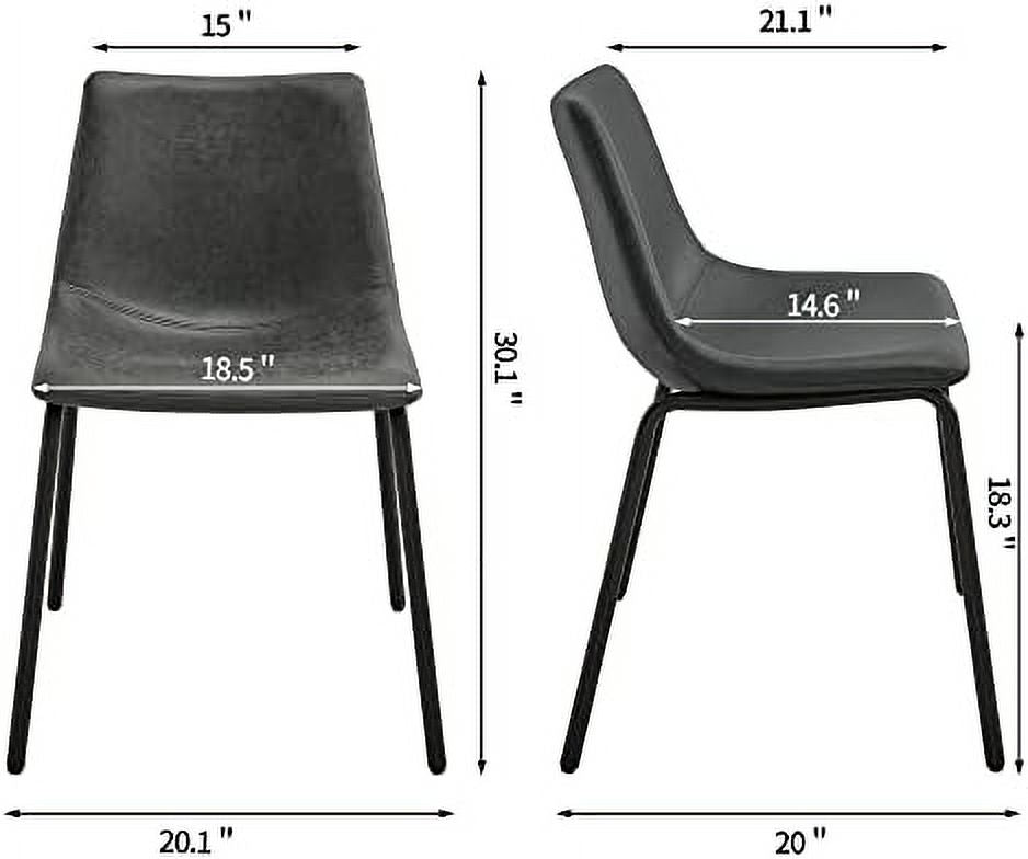 Faux Leather Dining Chairs Set of 2 with Backrest and Metal Legs G77944