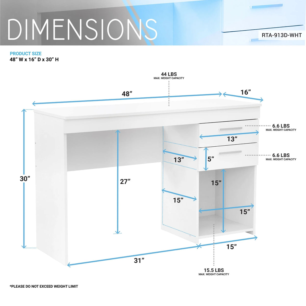 White Computer Desk Workstation with Storage G41267