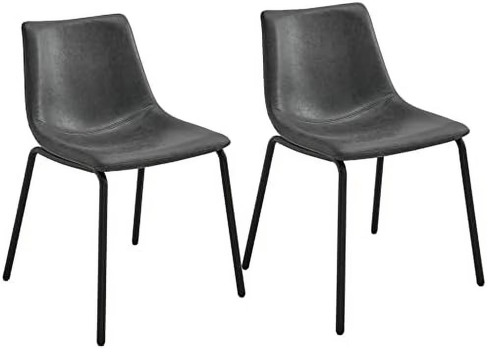 Faux Leather Dining Chairs Set of 2 with Backrest and Metal Legs G77944