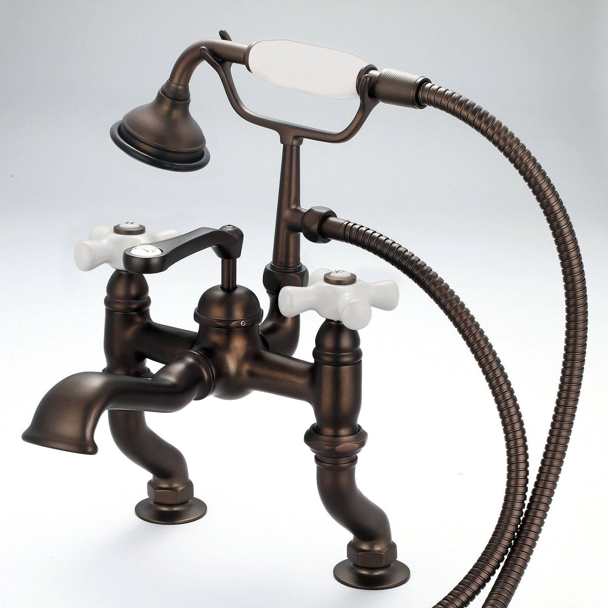 Adjustable Center Deck Mount Tub Faucet with Handheld Shower Y7891