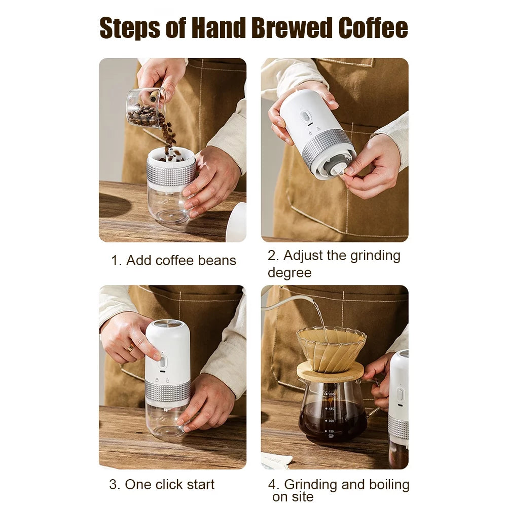 Portable Electric Burr Coffee Grinder 13W 200ml USB Rechargeable Adjustable S174