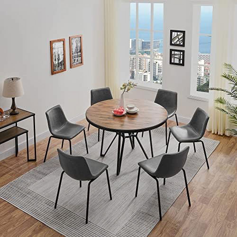 Faux Leather Dining Chairs Set of 2 with Backrest and Metal Legs G77944