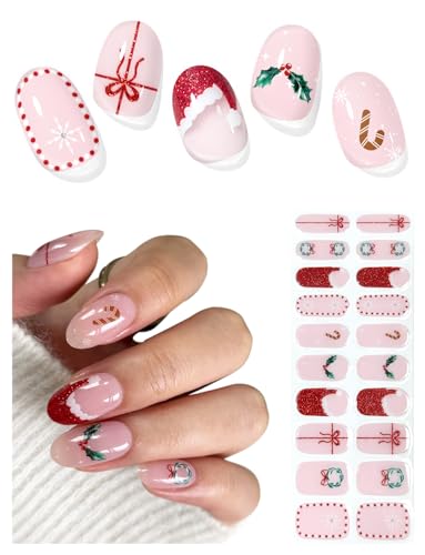 Semi Cured Gel Nail Strips French Snowflake 20 Pcs P855534