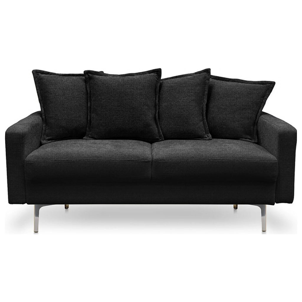 Contemporary 58" Square Arm Fabric Loveseat in Black A9189