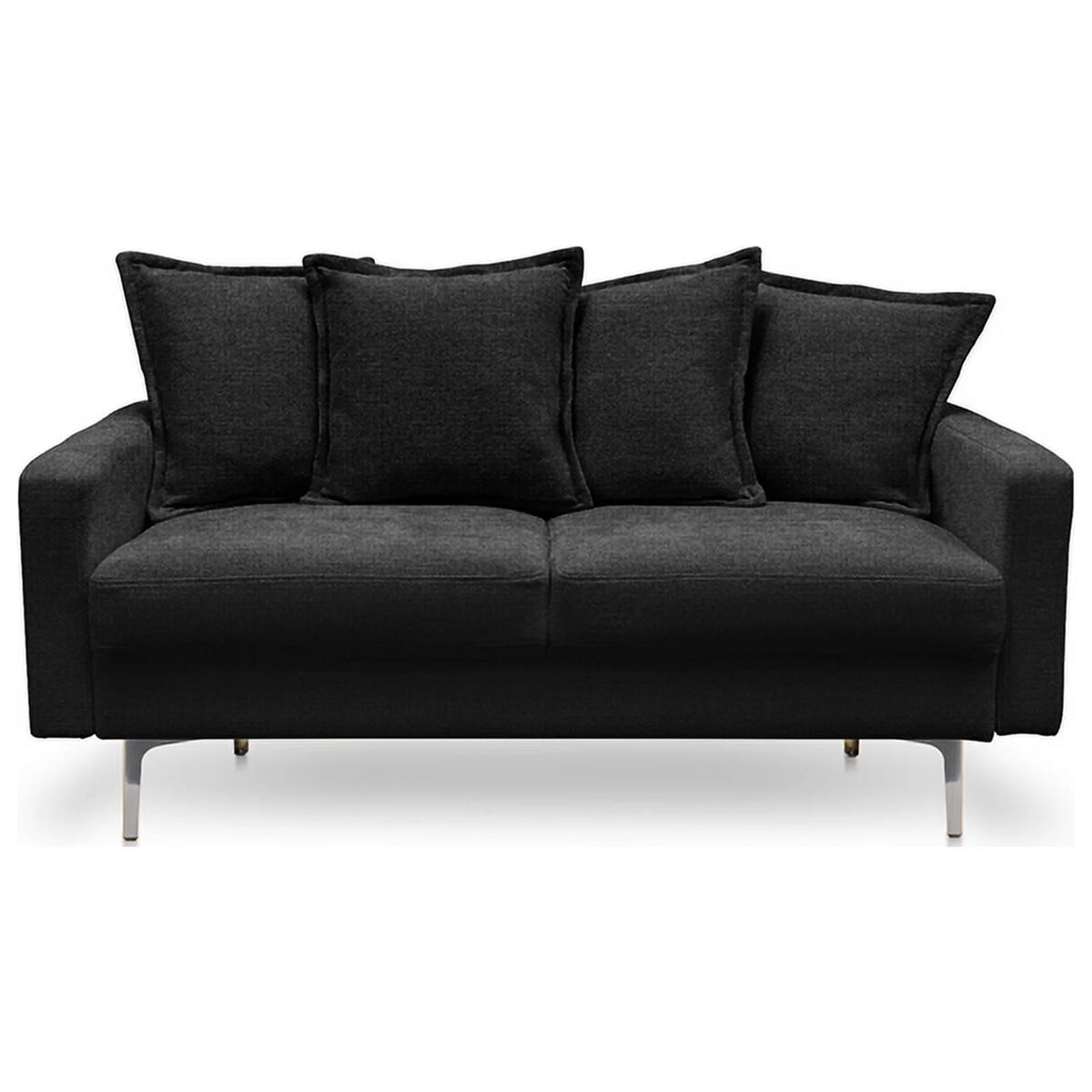 Contemporary 58" Square Arm Fabric Loveseat in Black A9189