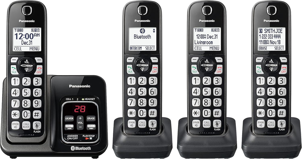Expandable Cordless Phone System with Link2Cell Bluetooth, Answering Machine and Call Blocking - 4 Cordless Handsets F950767