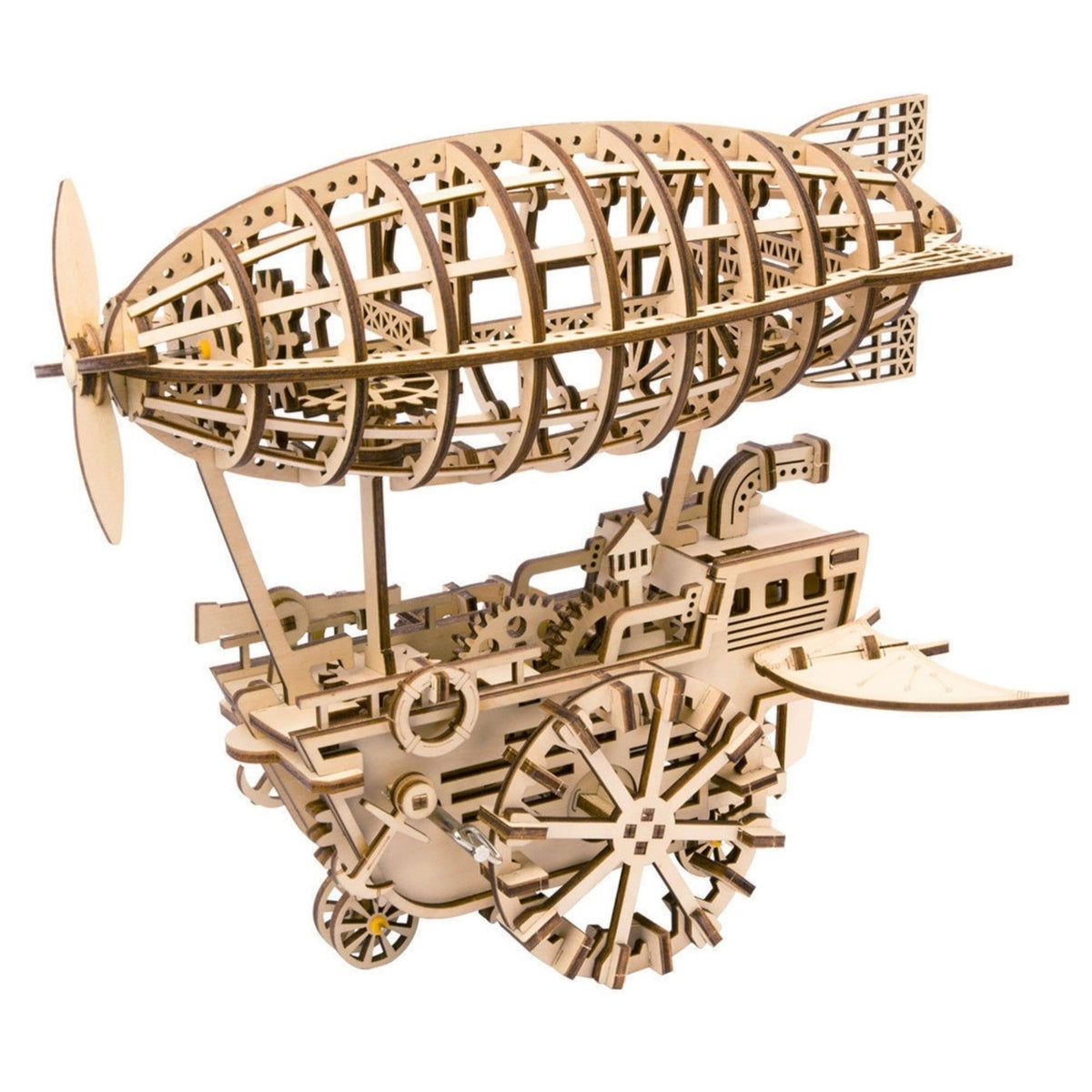 Red 3D Wooden Mechanical Moving Gears Model Kit Air Ship B50981