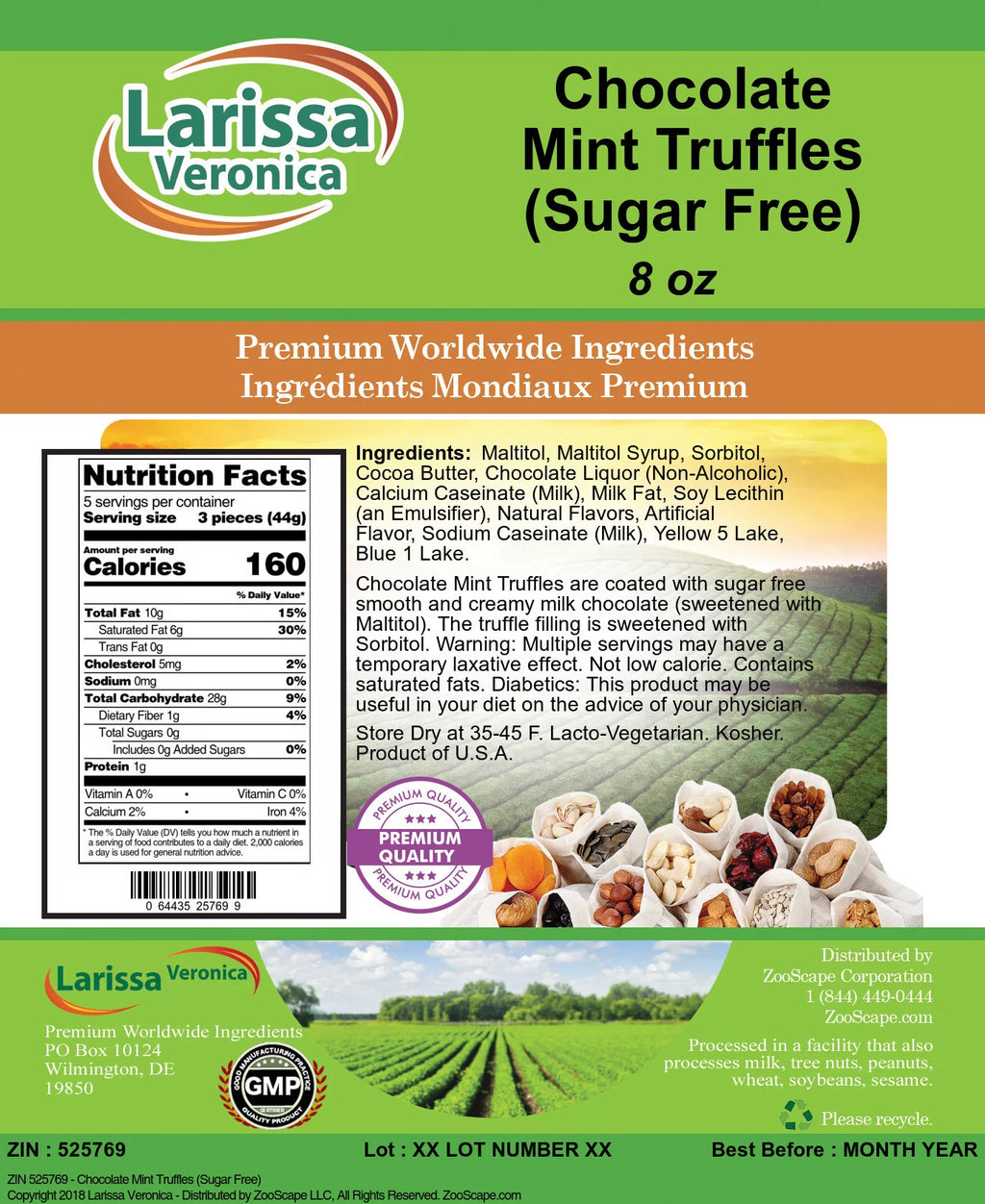 Sugar Free Chocolate Mint Truffles 8 oz A943