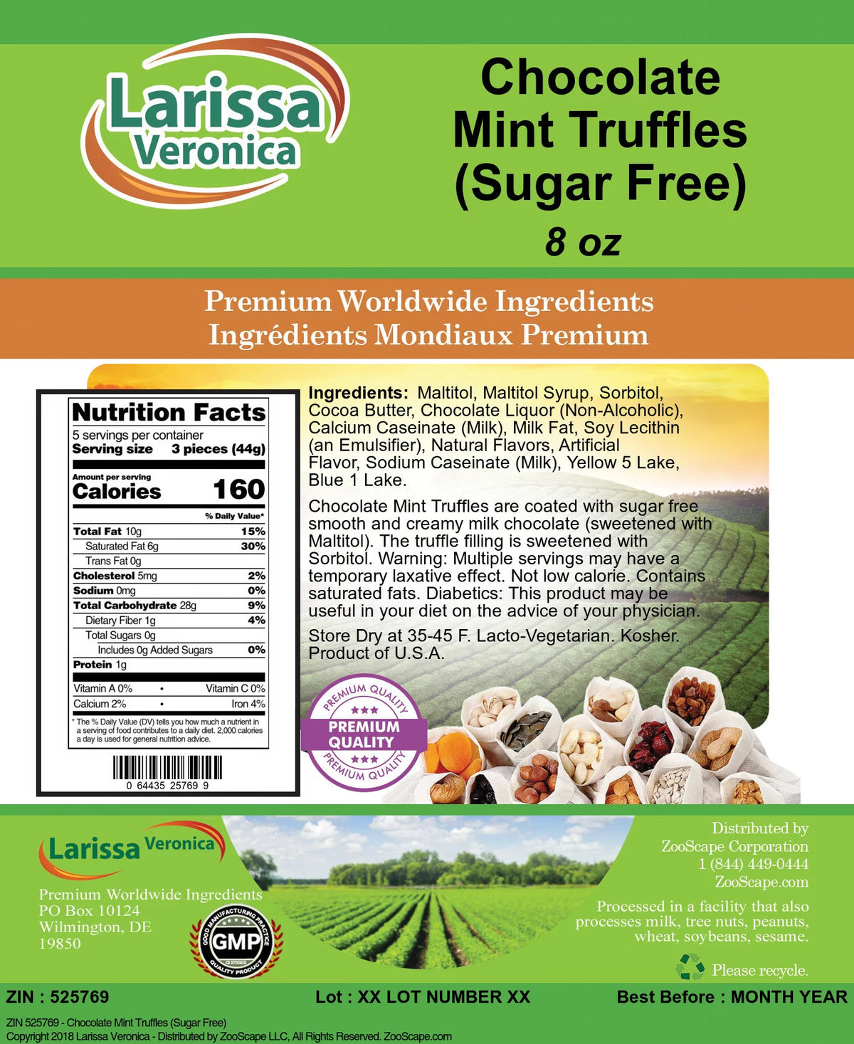 Sugar Free Chocolate Mint Truffles 8 oz A943