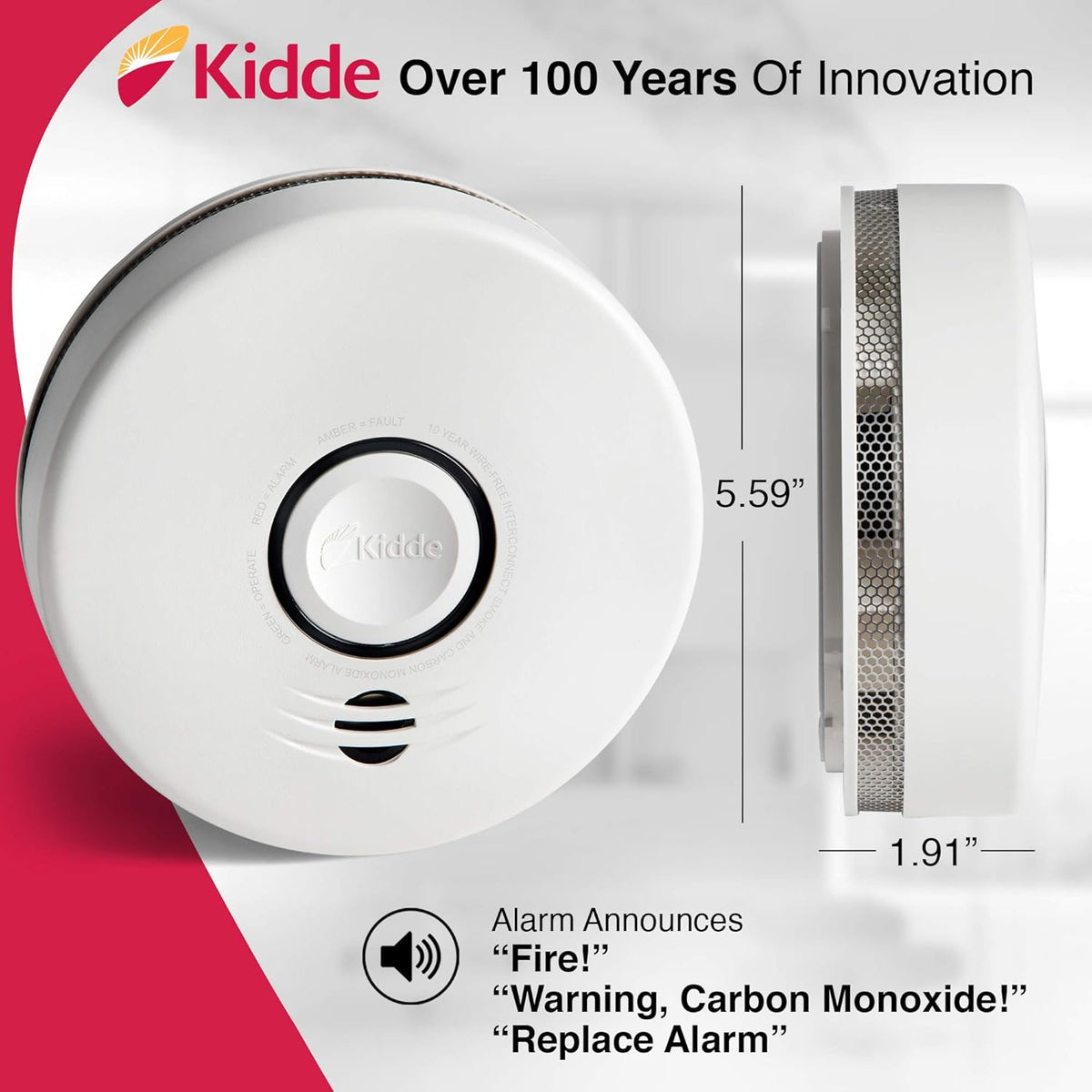 Lithium Battery Powered Combination Smoke & Carbon Monoxide Alarm U10638