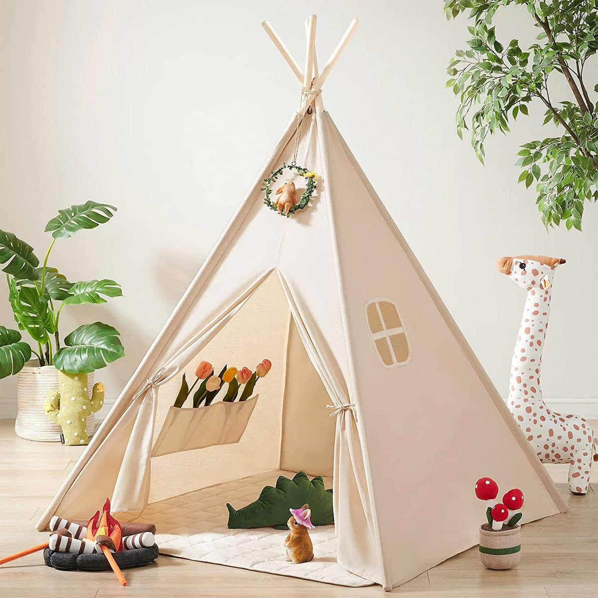 White Canvas Kids Teepee Tent T944843