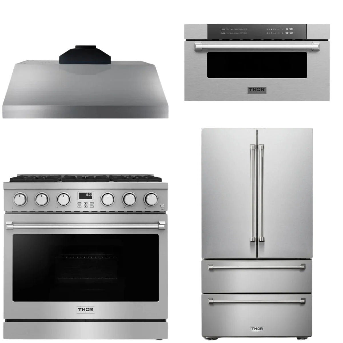 36 Gas Range, Range Hood, Refrigerator and Microwave T169780