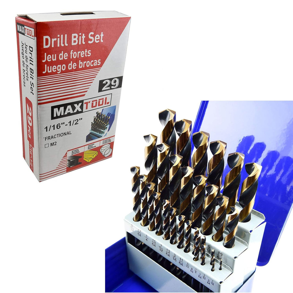 29 Piece High Speed Steel M2 Twist Drill Bit Set G710286