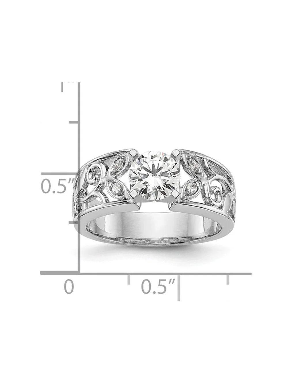14K White Gold Round Lab-Grown Diamond Engagement Ring F1605