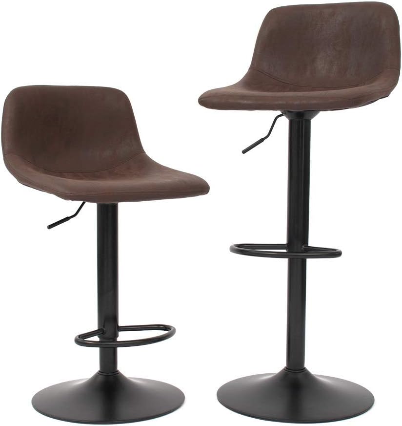 Adjustable Swivel Barstool with Back, 2 pcs, Dark Grey V870