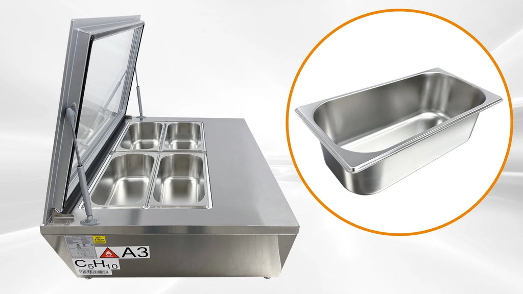 4 pan Countertop Gelato Ice Cream Display V74362
