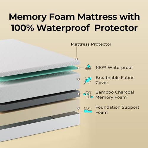 Twin 8 Inch Gel Memory Foam Mattress with Waterproof Protector U553