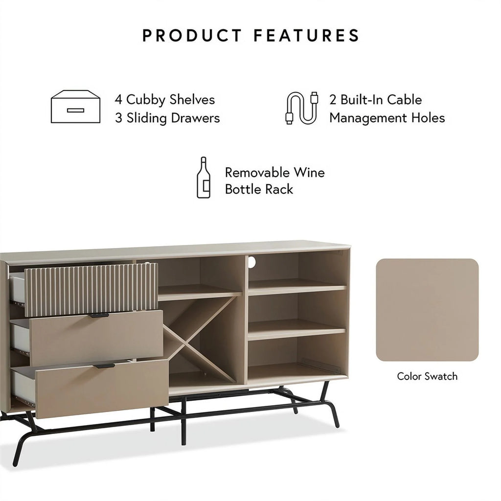 Light Taupe and Black Wood Buffet P2382
