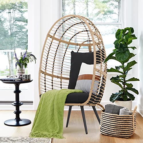 Wicker Egg Chair with Legs Cushion 350 lbs Capacity S6502