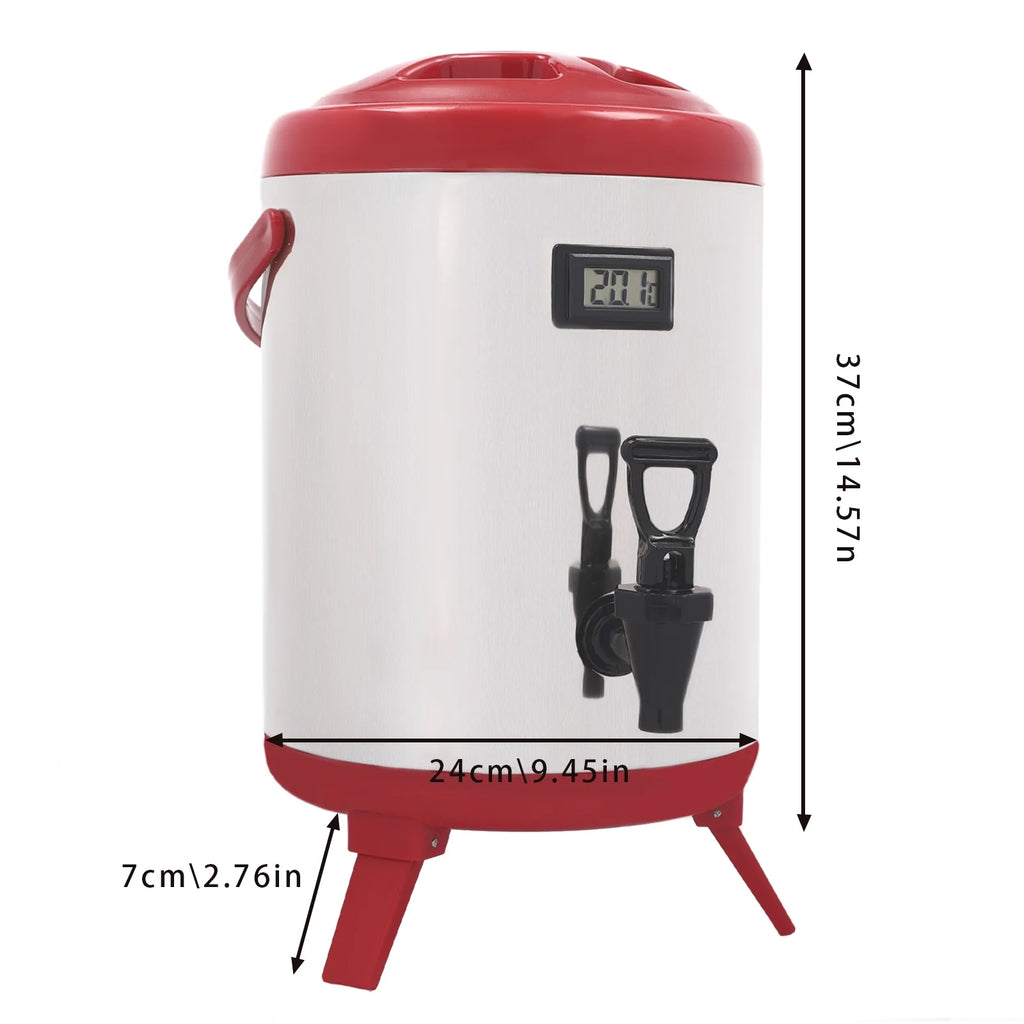 8L Stainless Steel Hot Beverage Dispenser with Thermometer Y63484