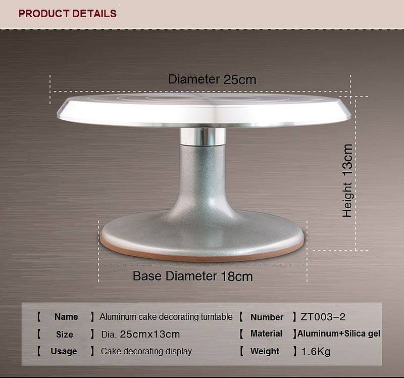 Silver Aluminum Alloy Rotating Cake Turntable Stand E38726