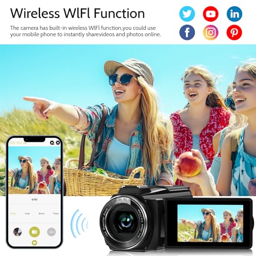 8K Video Camera Camcorder 64MP IR Night Vision 18X Zoom WiFi S994981