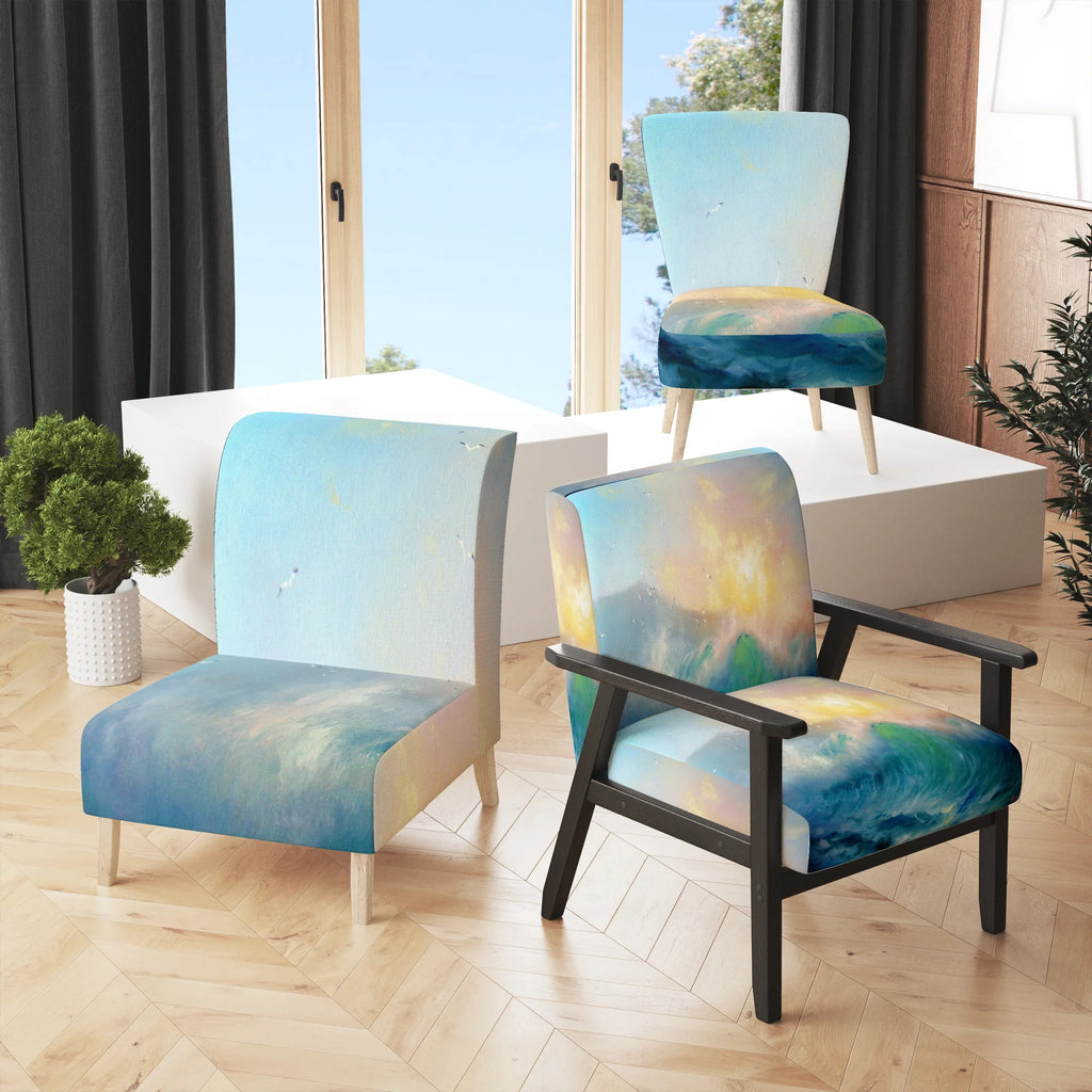 Turquoise Upholstered Accent Chair and Arm Chair K2529