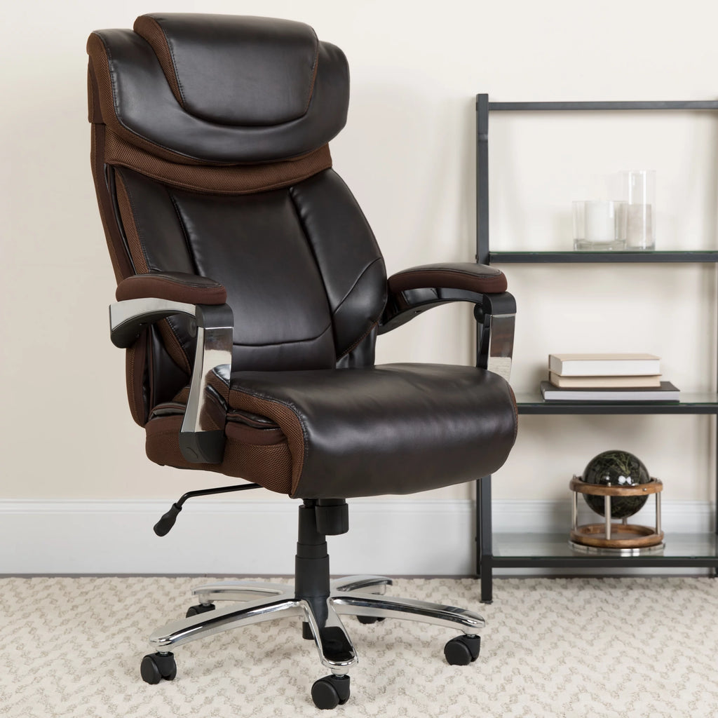 Brown LeatherSoft Ergonomic Office Chair with Headrest C5133