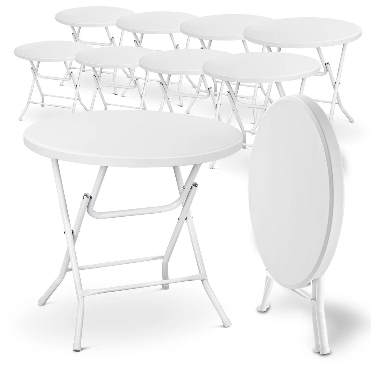 10 Pack 2.6Ft White Round Folding Table U958924