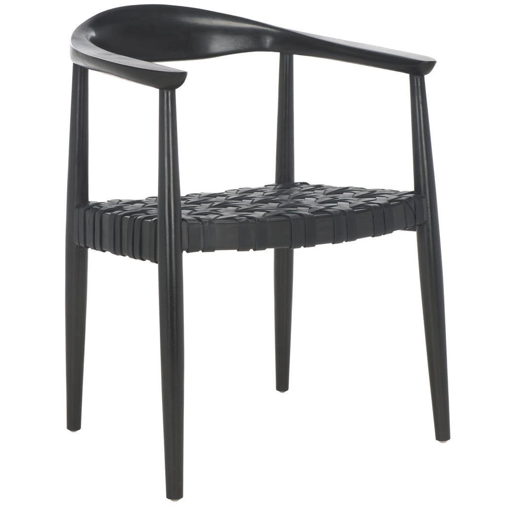Black Leather Woven Accent Chairs F1143