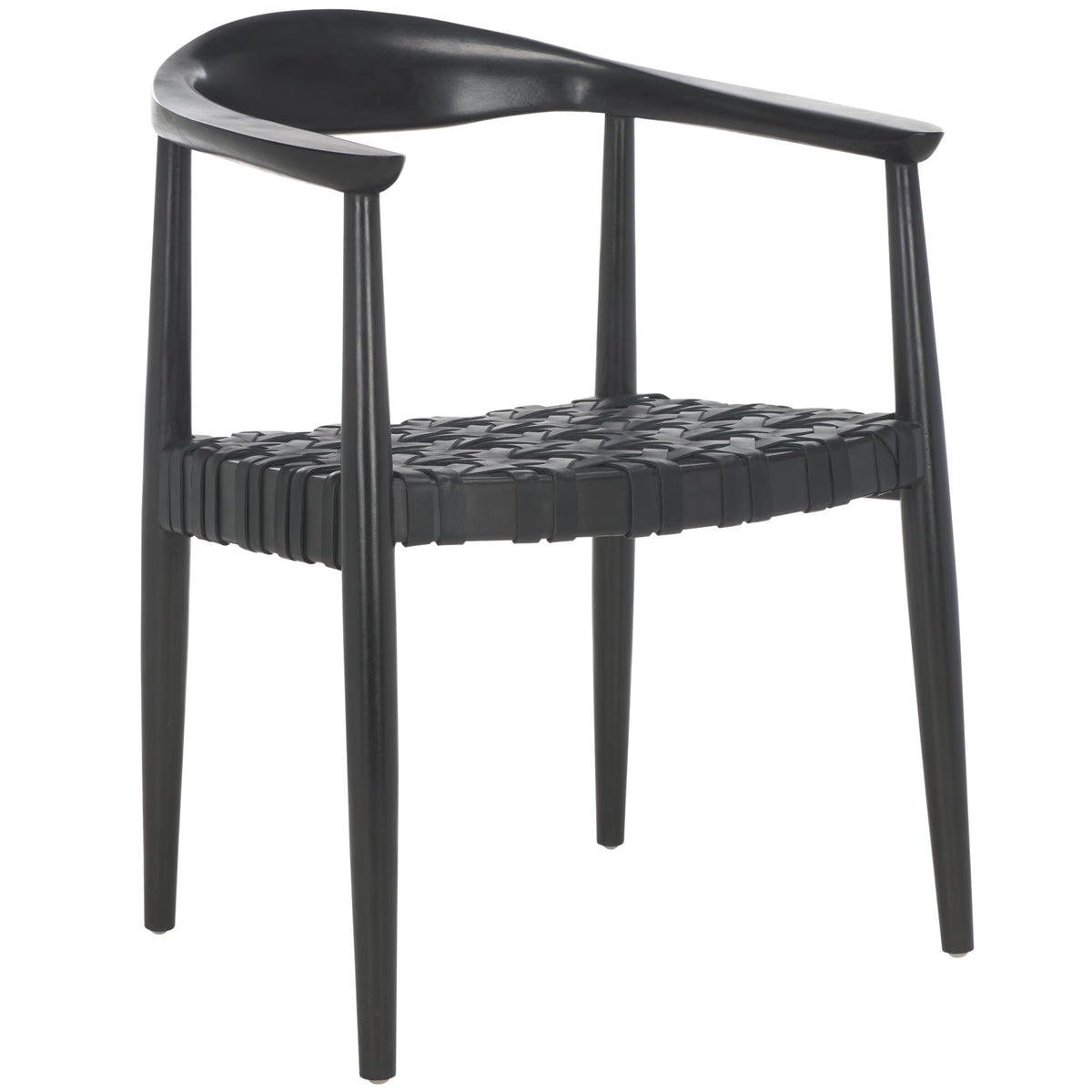 Black Leather Woven Accent Chairs F1143