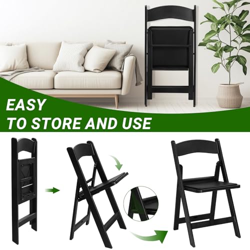 Black Resin Stackable Folding Chair with Padded Seats D52946