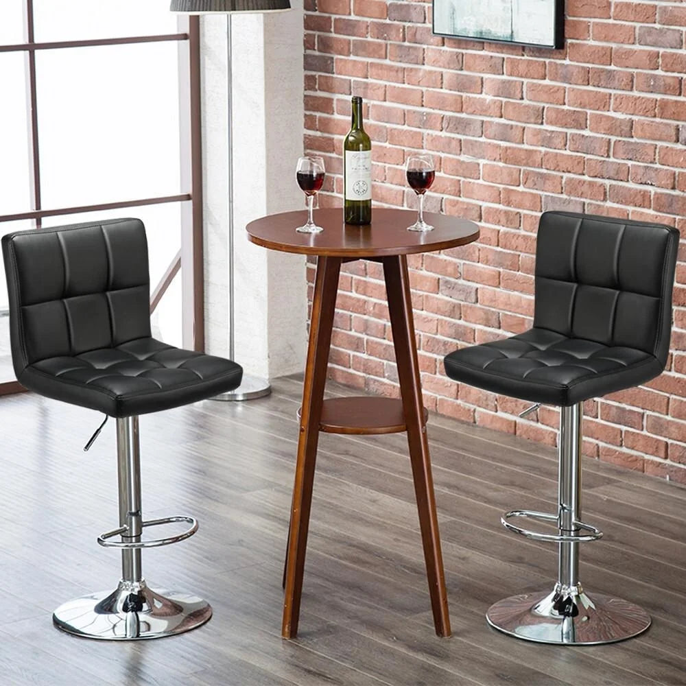Red Faux Leather Swivel Bar Chairs P380166