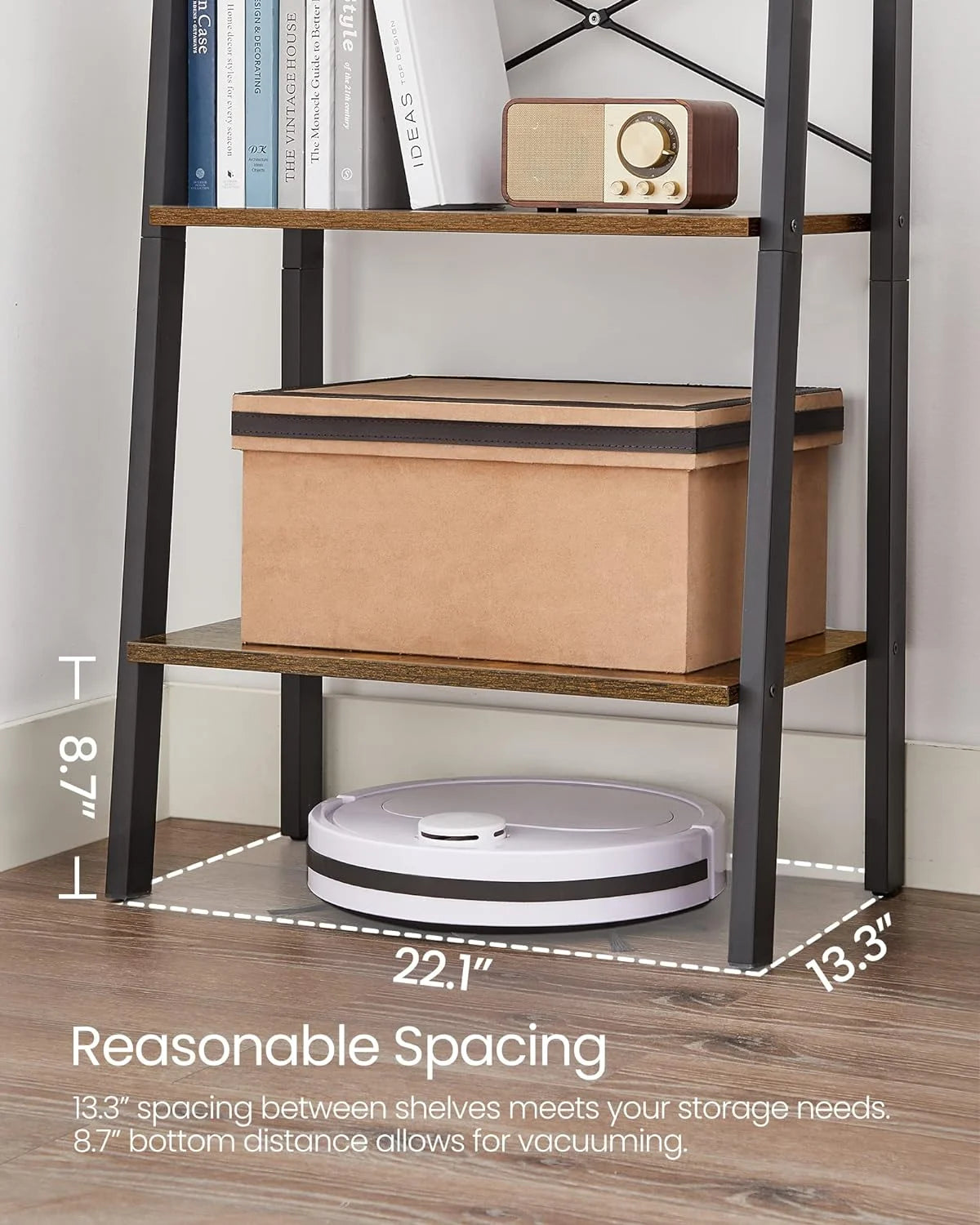 5-Tier Bookshelf and Storage Rack with Metal Frame H6275