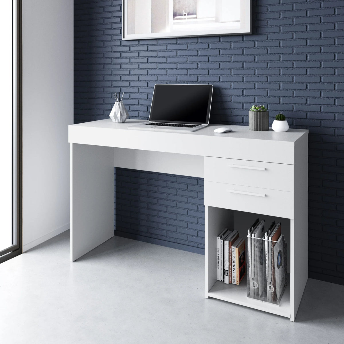 White Computer Desk Workstation with Storage G41267