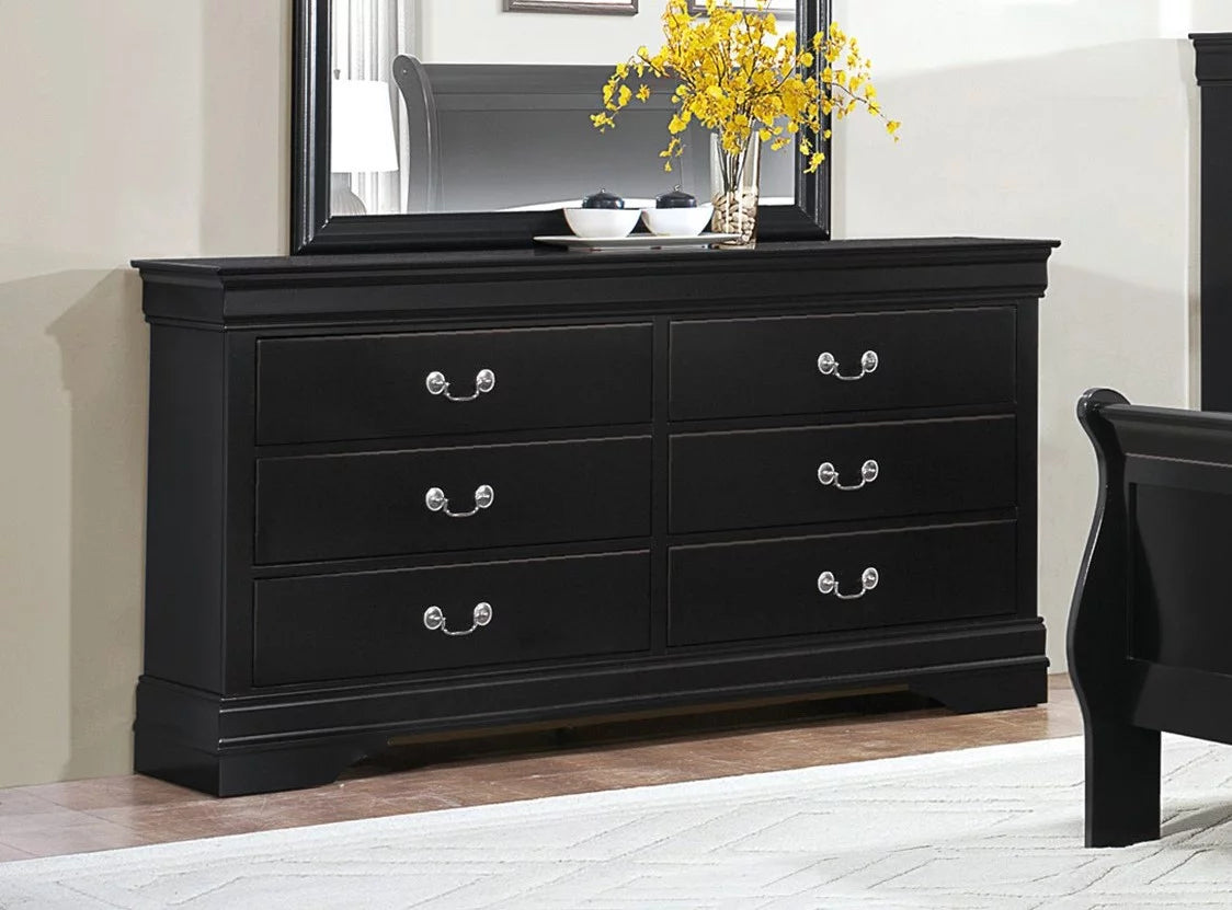 Black 6 Drawer Dresser V11572