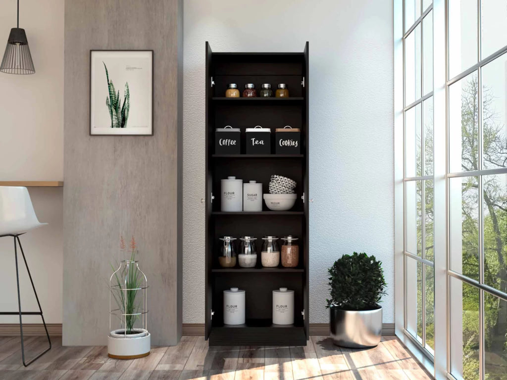 Dark Brown & Black Double Door Cabinet X3529