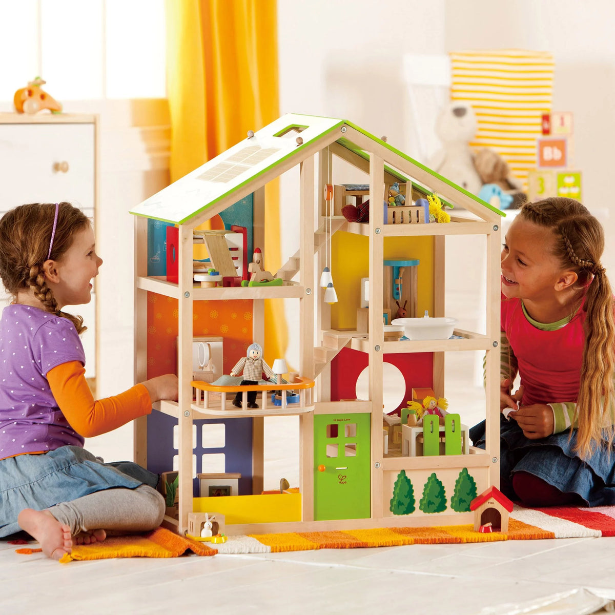 Wooden Furnished Dollhouse Playset Y1482