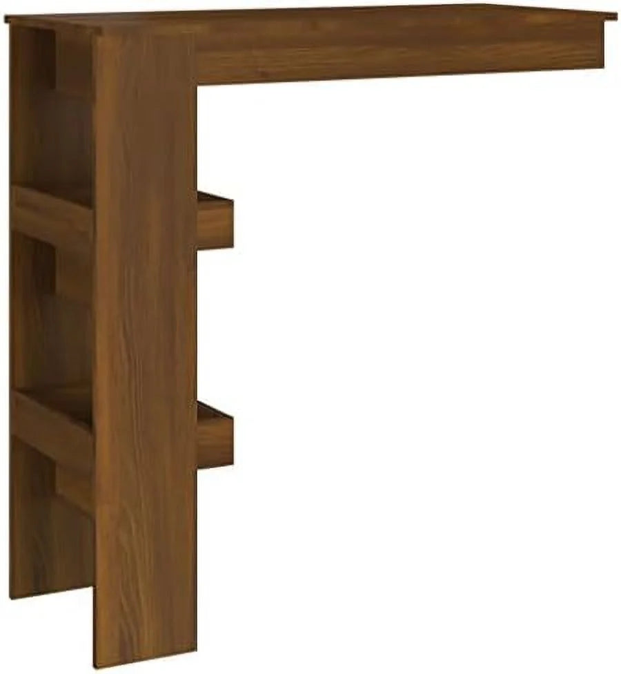 Black Engineered Wood Wall Table with Compartments U1926