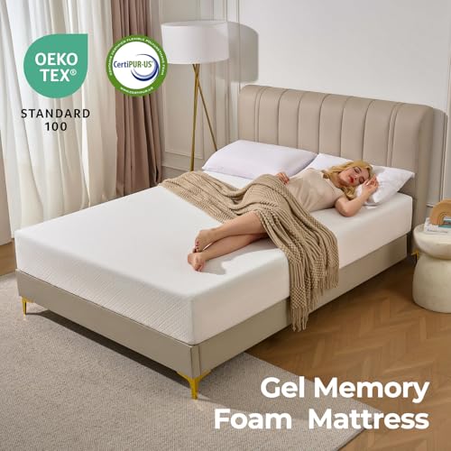 Twin 8 Inch Gel Memory Foam Mattress with Waterproof Protector U553