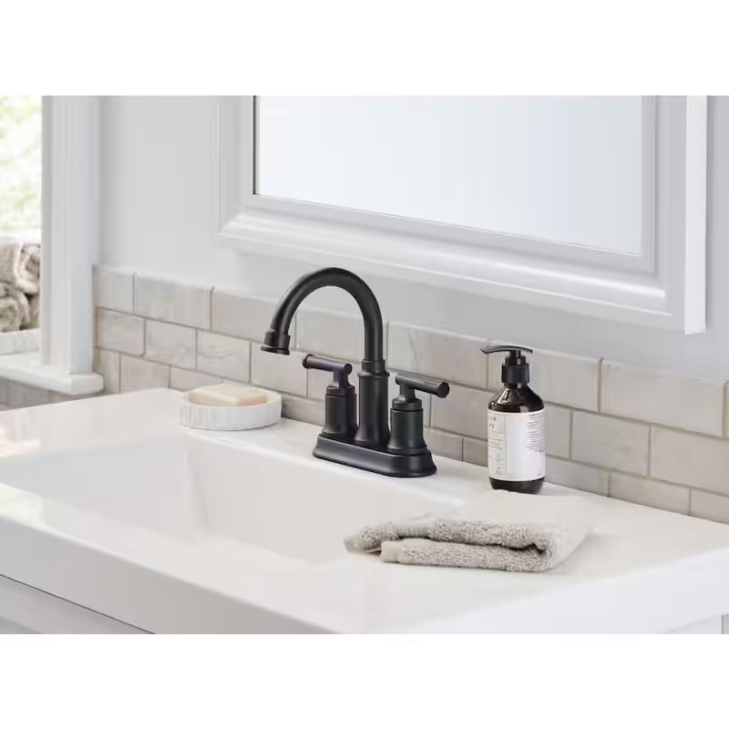 4 in. Centerset 2-Handle High-Arc Bathroom Faucet in Matte Black X17893