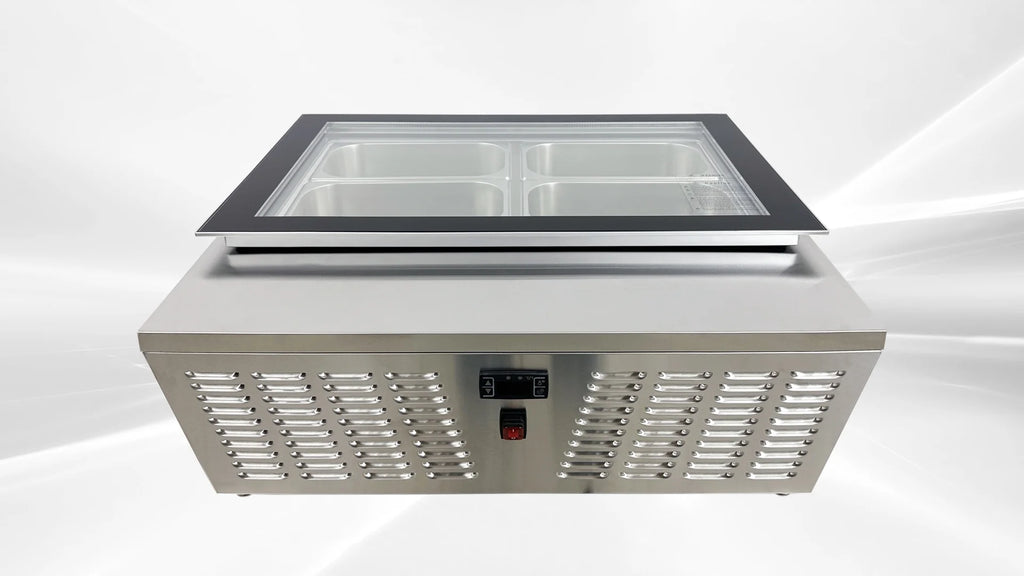 4 pan Countertop Gelato Ice Cream Display V74362