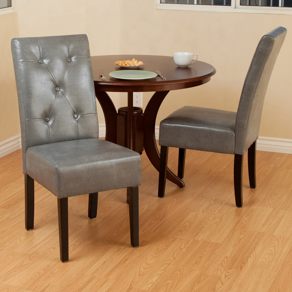Bonded Leather Dining Chair, Set of 2, Gray U3702