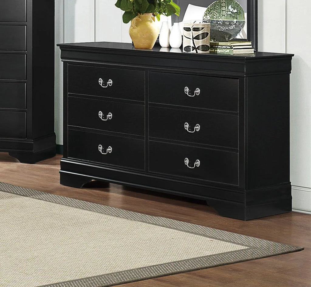 Black 6 Drawer Dresser V11572