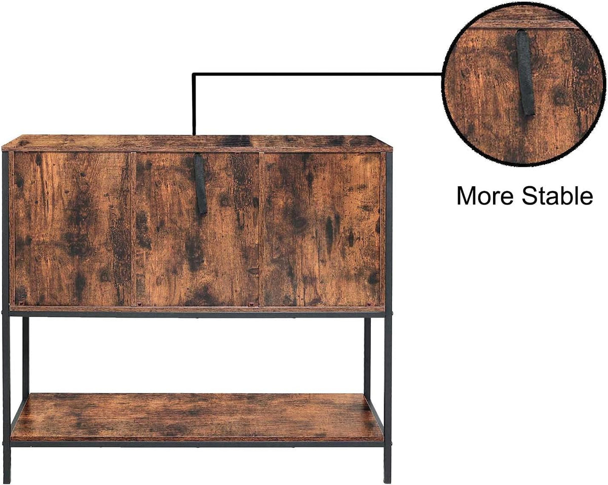Industrial Buffet Cabinet with 2 Drawers & Doors and 1 Open Shelf B7578