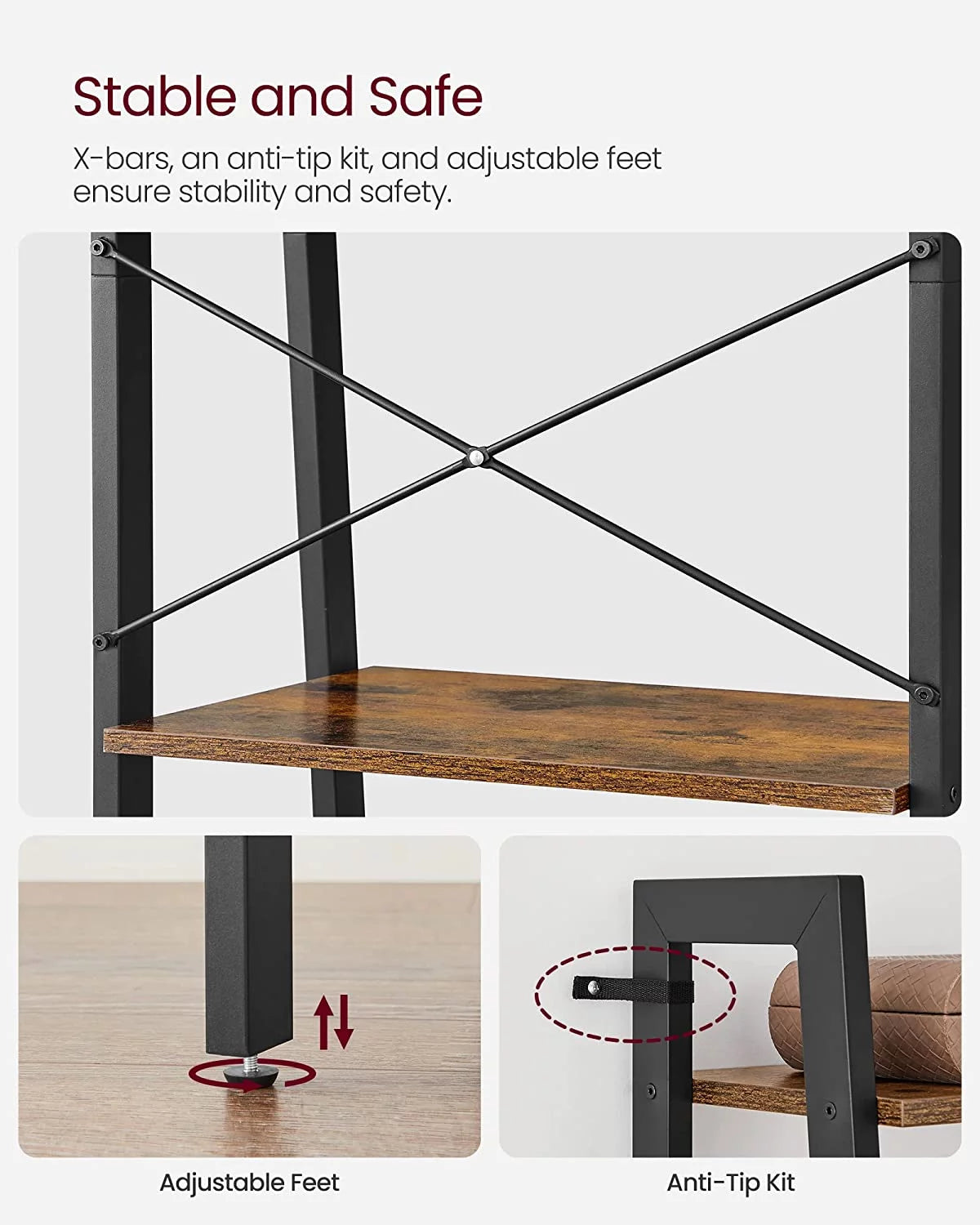 5-Tier Bookshelf and Storage Rack with Metal Frame H6275
