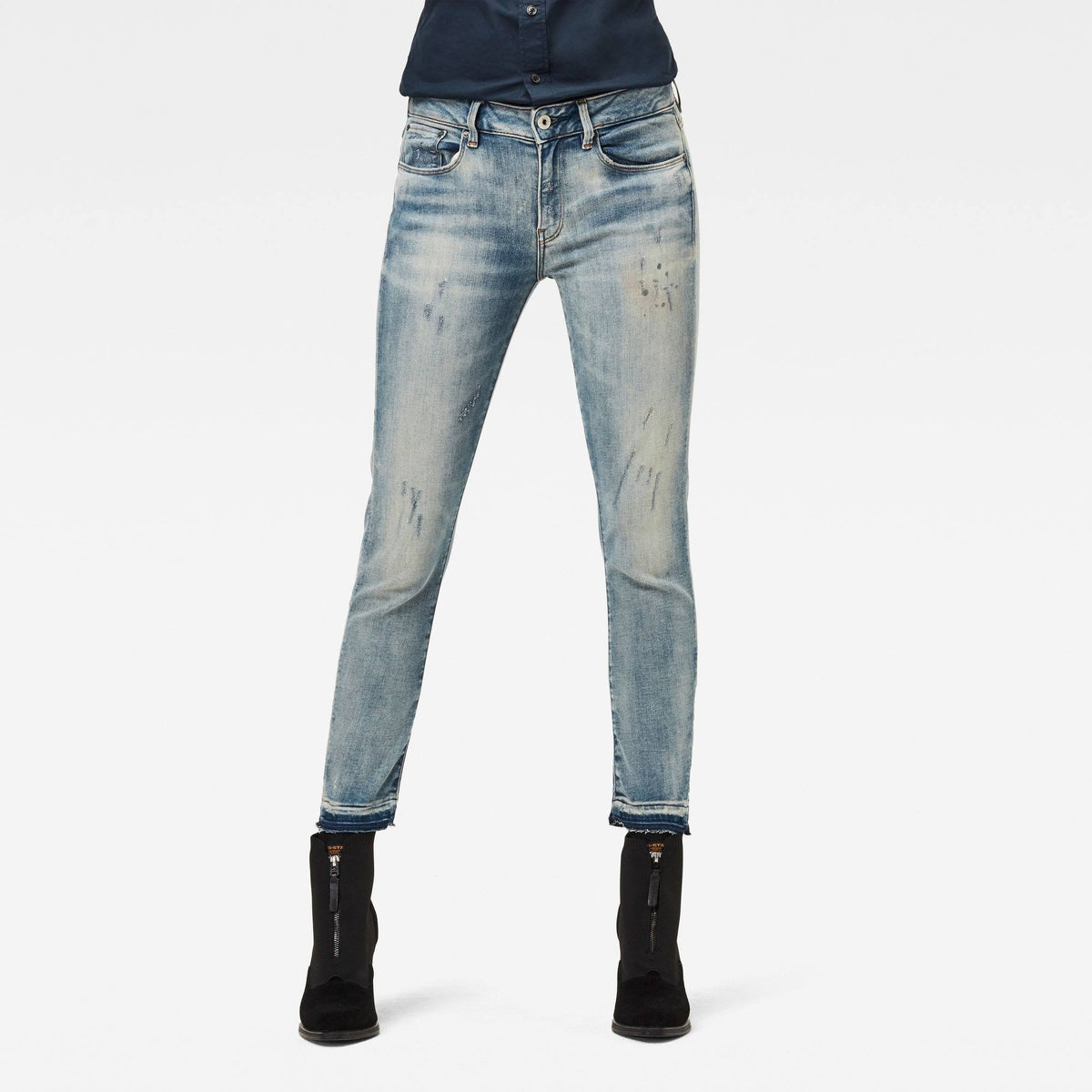 Mid Skinny Ripped Ankle Jeans Q7640