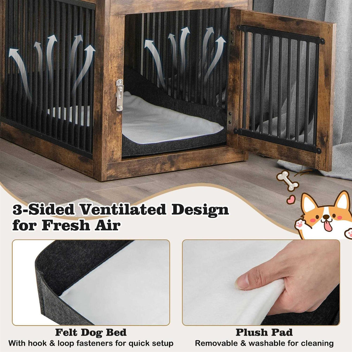 2-In-1 Dog Crate Side End Table with Drawer W587