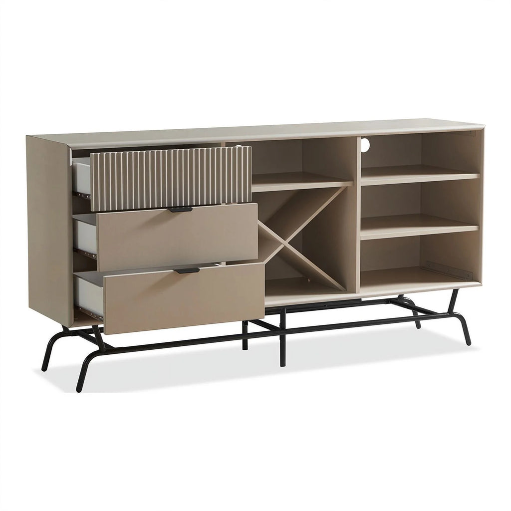 Light Taupe and Black Wood Buffet P2382