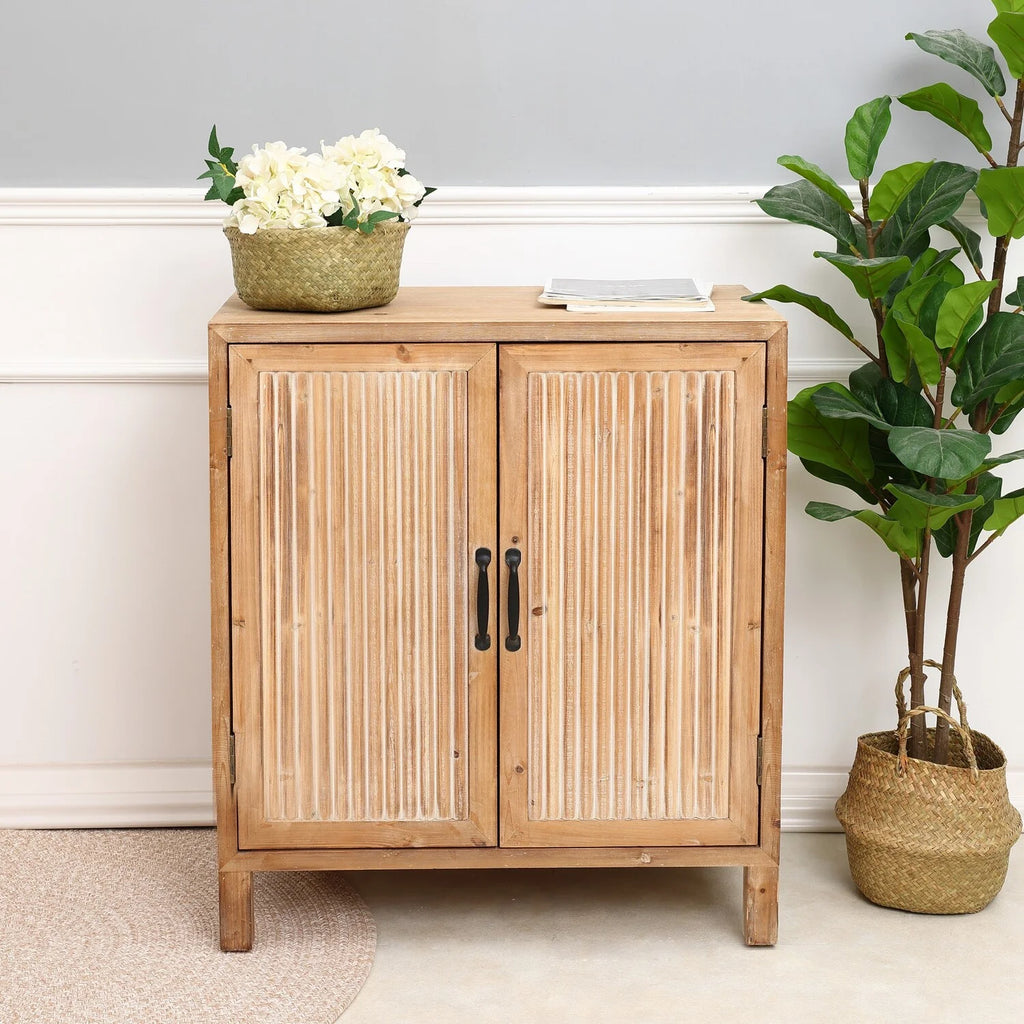 Natural Wood 2-Door Storage Cabinet P86539